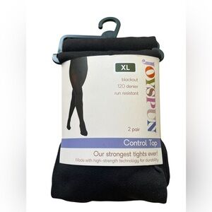 Joyspun Blackout 120 Denier Run Resistant Tights 2 Pair Women XL Control Top New